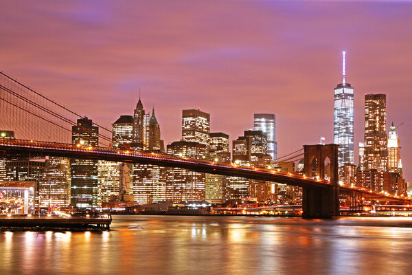 Brooklyn Bridge in New York night view