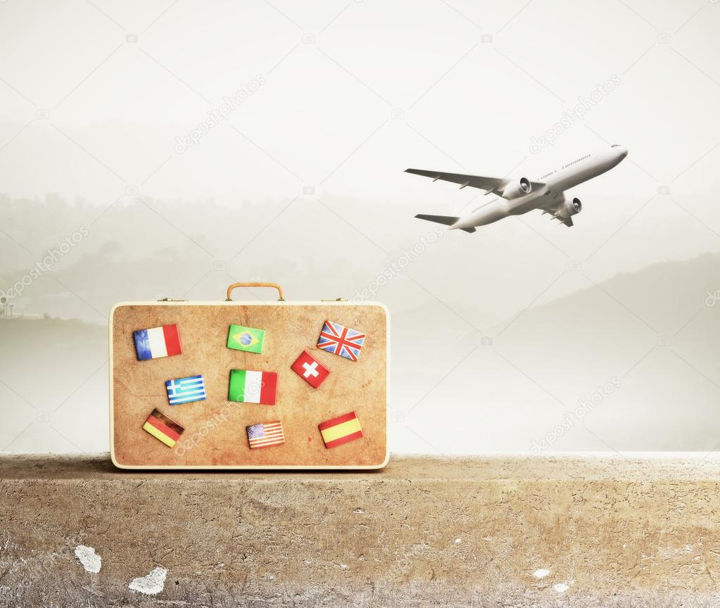 Travel bag with many flags