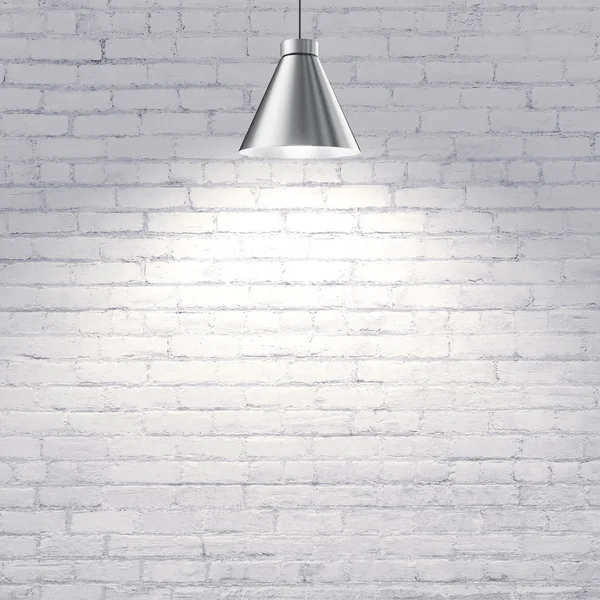 Cihlová zeď s lampou — Stock fotografie