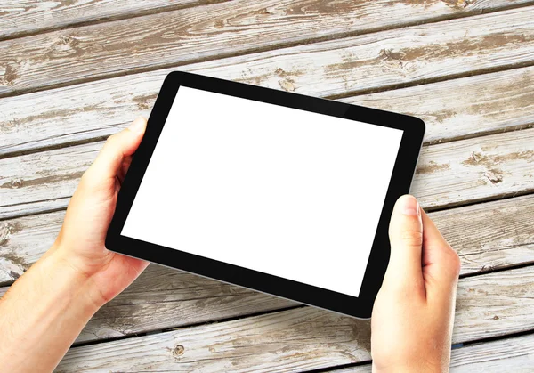 Handen met digitale Tablet PC — Stockfoto