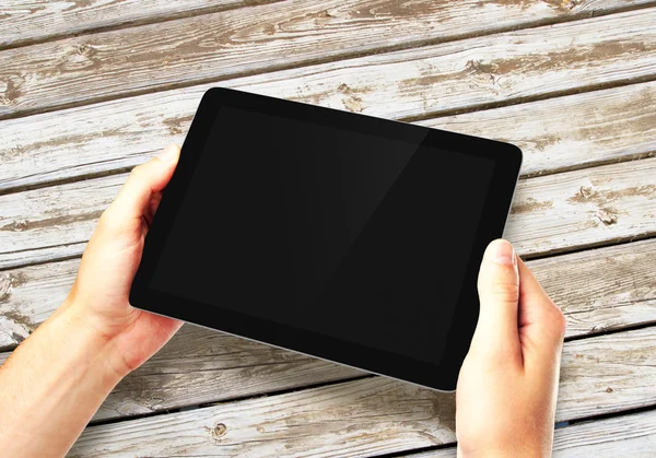 Handen met digitale Tablet PC — Stockfoto