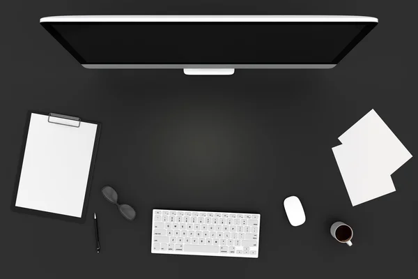 Work space with computer and accessories — Stock Photo, Image