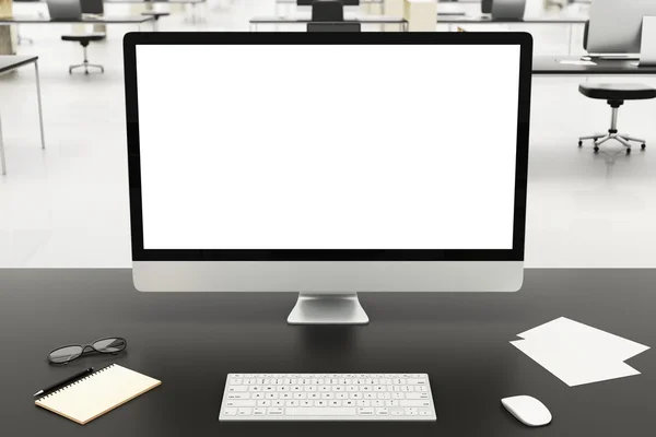 Laptop on desktop in modern office — Stock Photo, Image