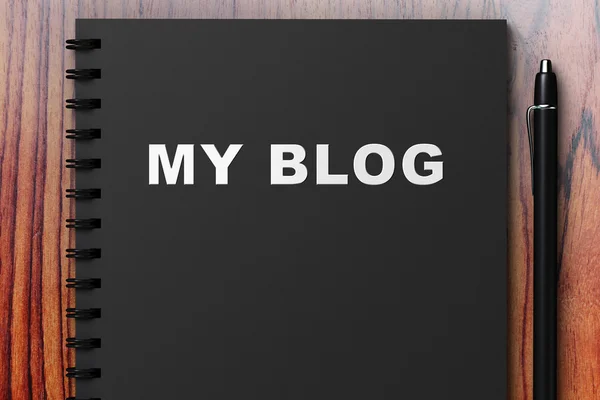 Černý deník s nápisem mého blogu — Stock fotografie