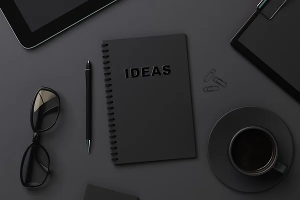 Cuaderno negro para grabar ideas — Foto de Stock