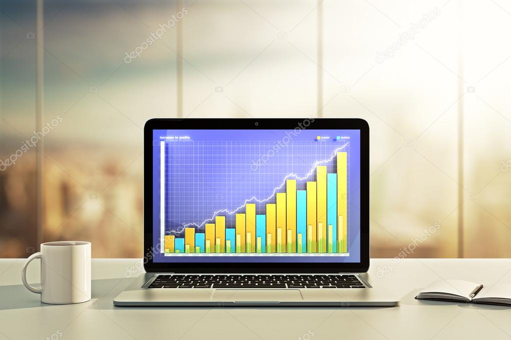Financial graph on laptop