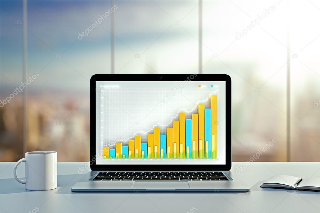 Desktop with business chart