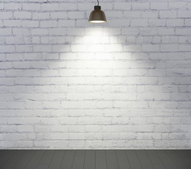 Brick wall, wooden floor and light clipart