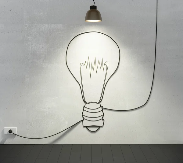 Idea concept, big lightbulb in room — Stock Photo, Image