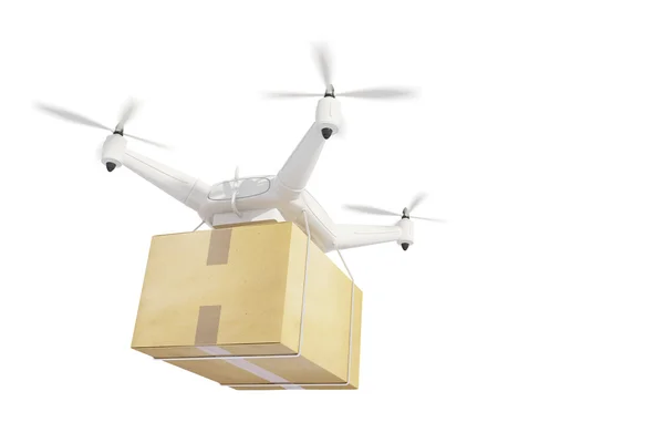 Quadcopter szállít csomagot doboz — Stock Fotó