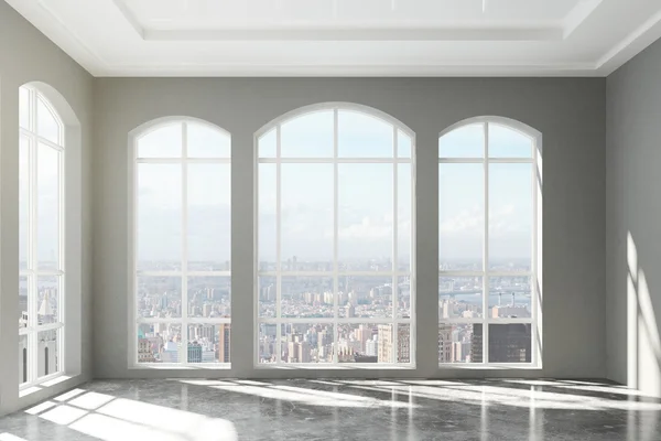 Loft interior con vista a la ciudad — Foto de Stock