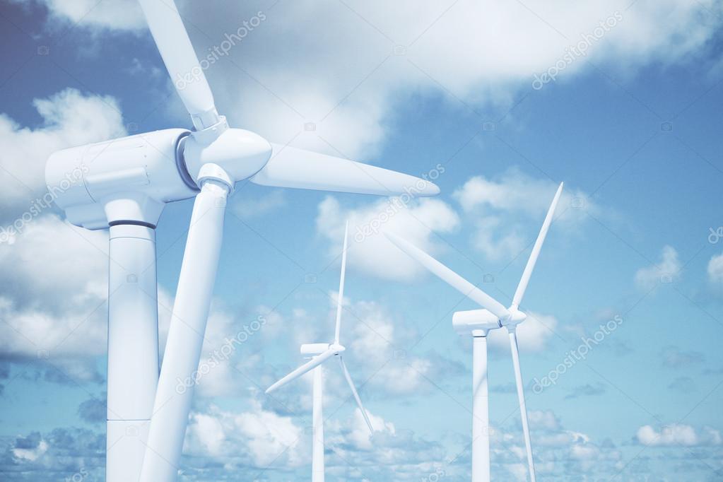 Windmills with the sky background