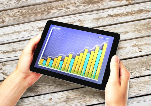 Gráfico de negócios na tela do tablet — Fotografia de Stock