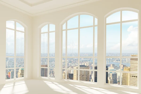 Big light modern room with city view — Stock Photo, Image