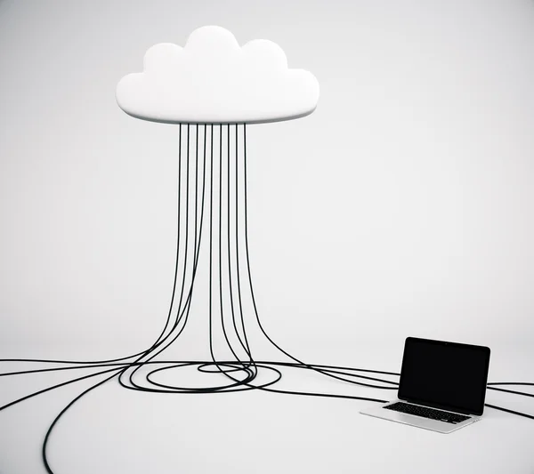 Servizio cloud con laptop — Foto Stock