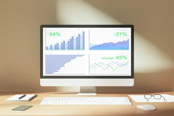 Gráfico de negocios en la computadora de pantalla — Foto de Stock