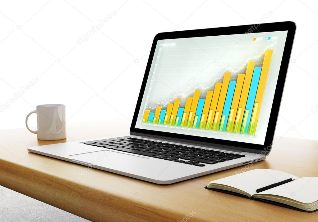 Business graph on laptop