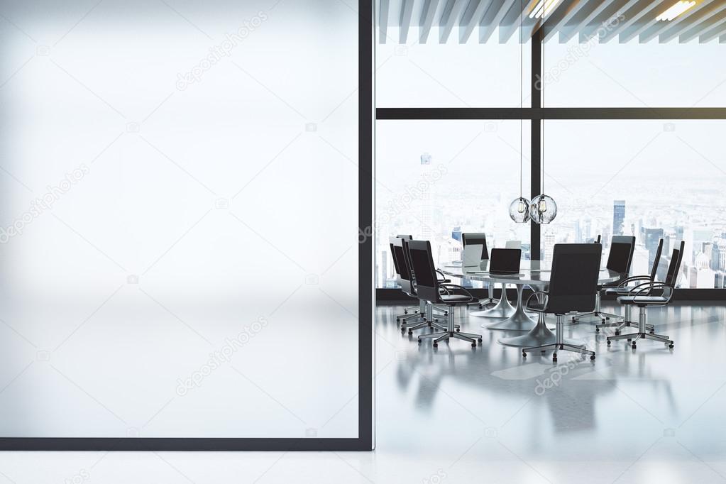 Modern white meeting room