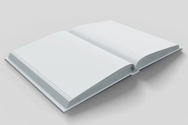 Pagine bianche bianche di diario aperte sul tavolo bianco, finte — Foto Stock