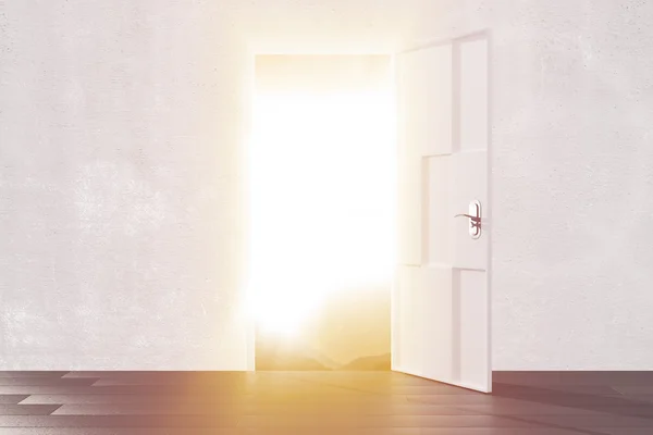 Luz brillante de la puerta abierta de la habitación vacía — Foto de Stock