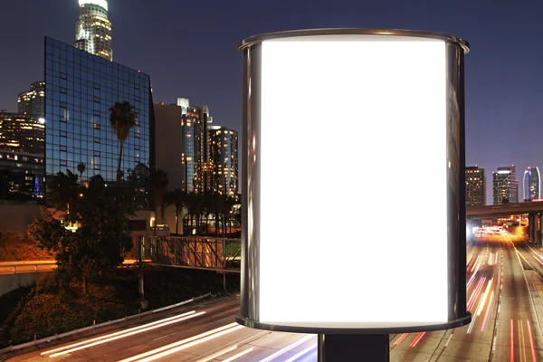 Blank billboard on night street road, mock up — Stock Photo, Image