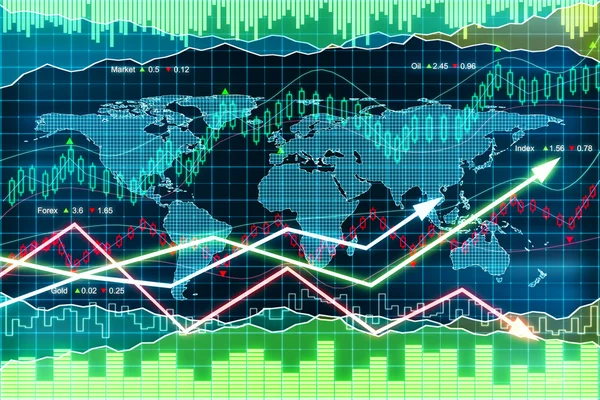 Zakelijke grafiek met pijlen, wereldwijde businessconcept — Stockfoto