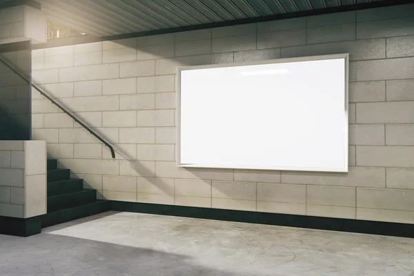 Blank white billboard in subway, mock up — Stock Photo, Image