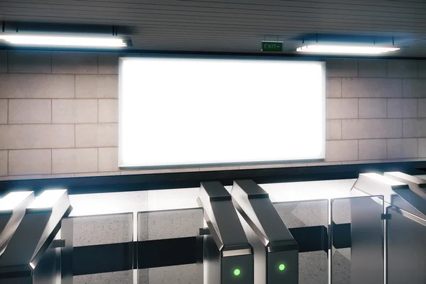 Blank white billboard in a subway, mock up — Stock Photo, Image