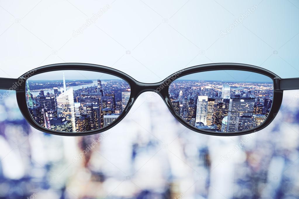 eyeglasses and night city