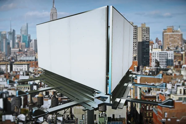 Şehir arka plan, boş beyaz reklam panoları — Stok fotoğraf