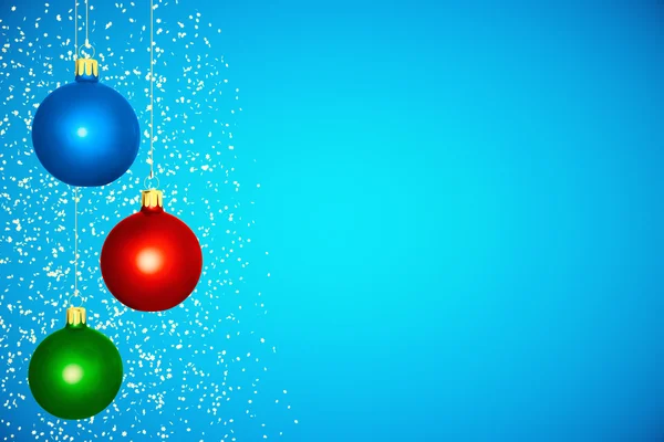 Christmas tree balls at blue background — Stock Photo, Image