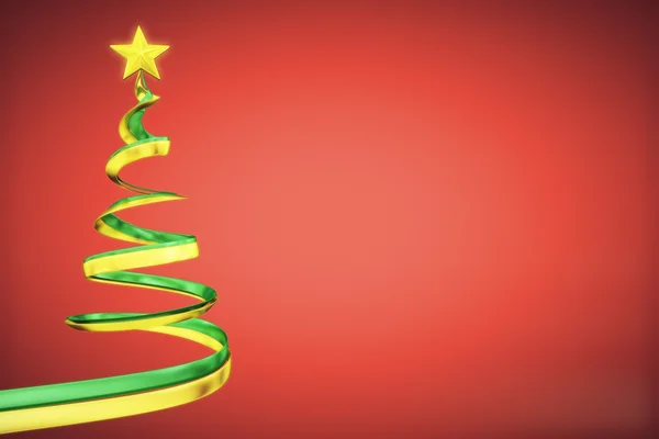 Concept christmas tree with yellow star at red background — Stock Photo, Image