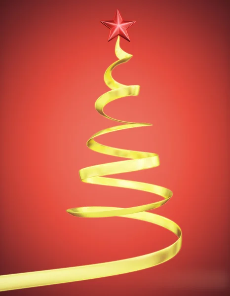 Concept christmas tree with red star at red background — Stock Photo, Image