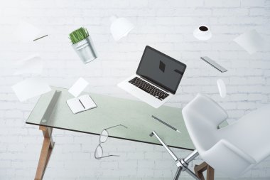 Office kaos konsept dizüstü bilgisayar, mobilya ve diğer Aksesuar