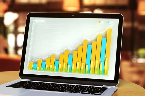 Business diagram på laptop skärm — Stockfoto