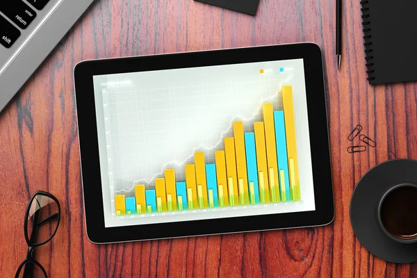Obchodní graf na digitálním tabletu — Stock fotografie