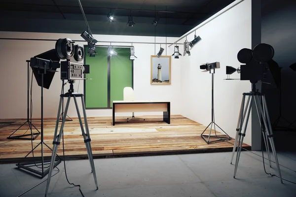 빈티지 영화 카메라와 필름 스튜디오 사무실 장식 — 스톡 사진