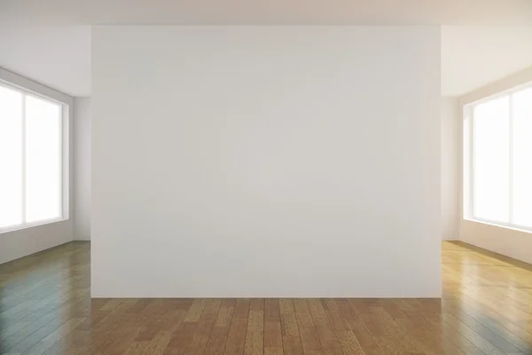 Empty light room with blank white wall in the center, mock up — Stock Photo, Image