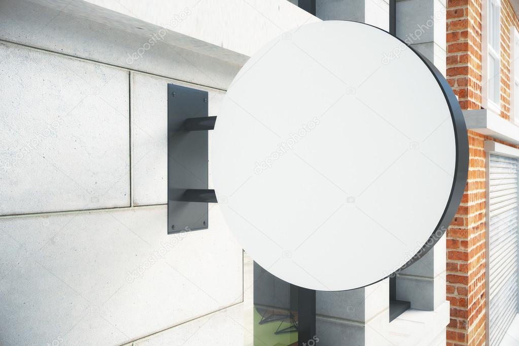 Blank white signboard on the wall outdoor, mock up