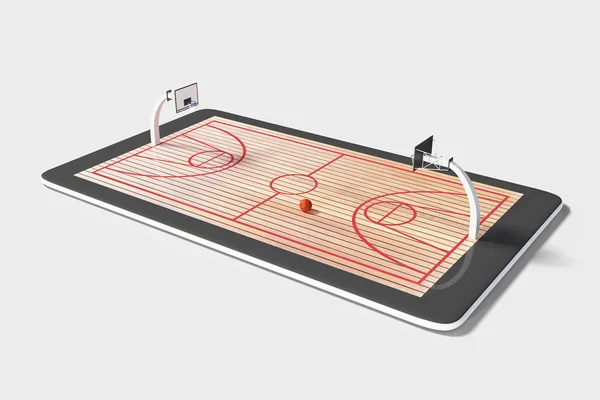 Concept van computerspellen in basketbal op digitale Tablet PC — Stockfoto