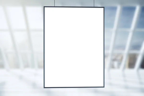 Blank picture frame at big window background, mock up — Stock Photo, Image