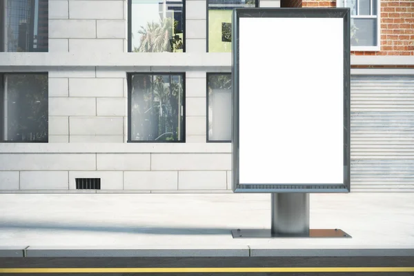 Blank white billboard on the street outdoor in the morning, mock — Stock Photo, Image