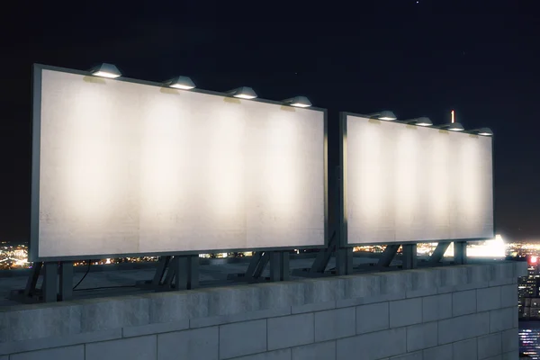 Two big empty billboards at night — Stok fotoğraf