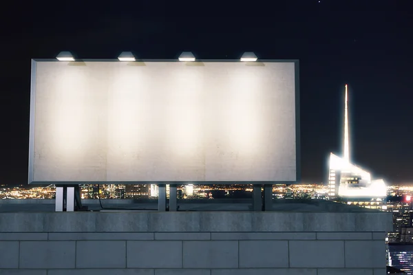 Big empty billboard at night — Stok fotoğraf