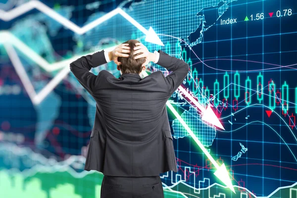 Crisis concept with a businessman in panic — Stockfoto