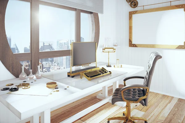 Bright workplace in Steampunk style — 스톡 사진