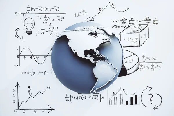 Global business concept with globe and business scheme — Stock Photo, Image