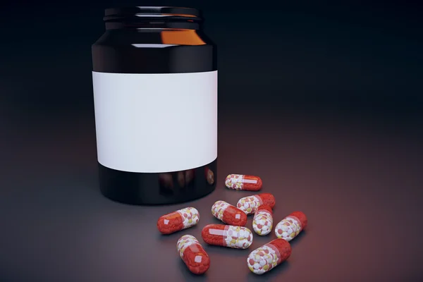 Bank of pills on the table, mock up — Stock Photo, Image