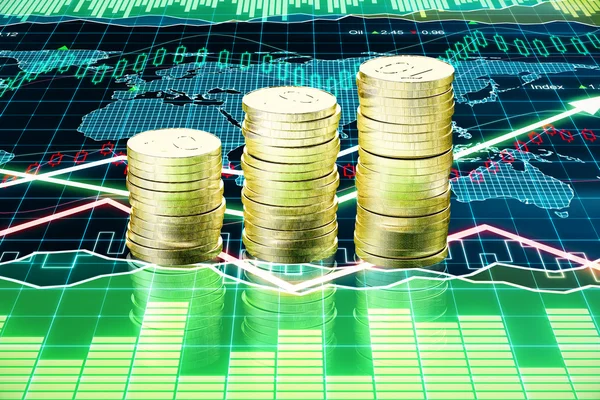 Finanzkarten und Goldmünzen — Stockfoto