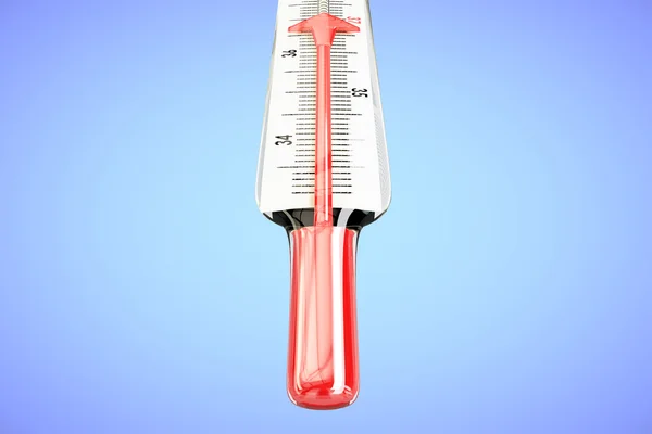 Rode Mercurius neigt opwaartse pijl in thermometer — Stockfoto
